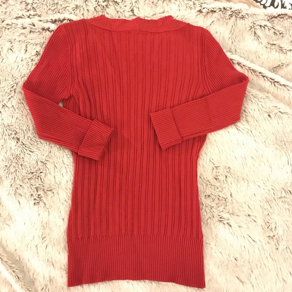 NWOT. Red ❤️ Deep V ❤️ Cable Sweater - Picture 3 of 3